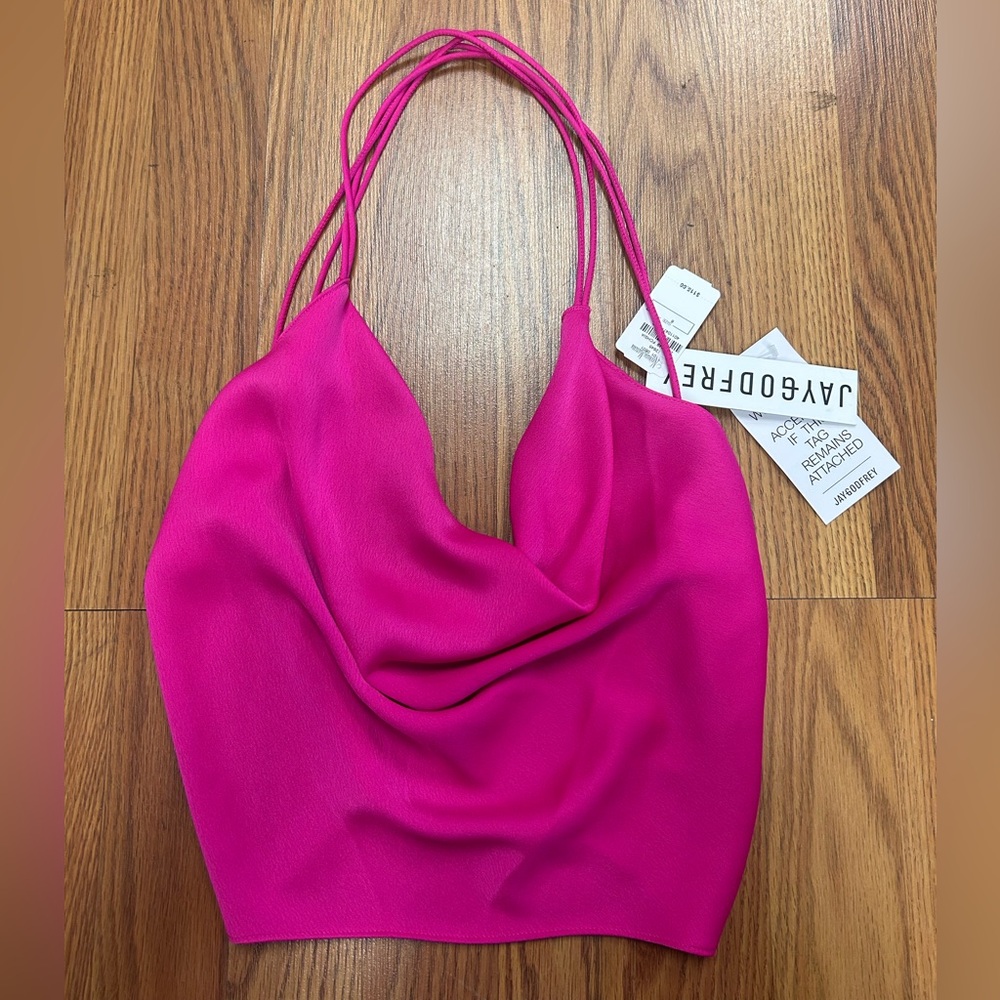 Jay Godfrey Fuchsia Pink Cowl Neck Backless Top Size 8 NWT RETAIL $115